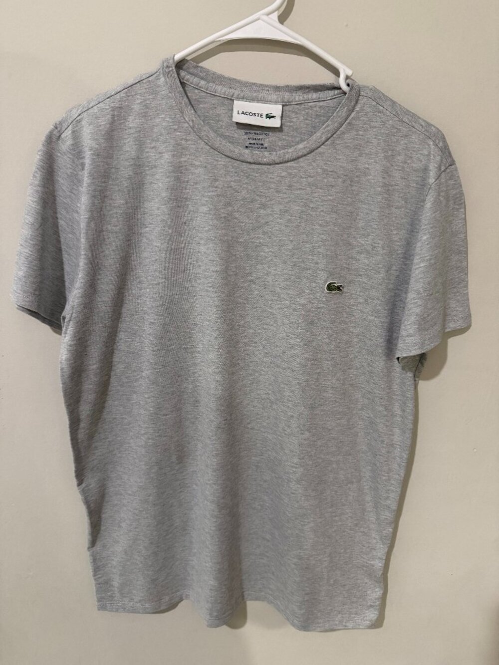 Lacoste Men's Light Gray Pima Cotton Crew Neck T-Shirt